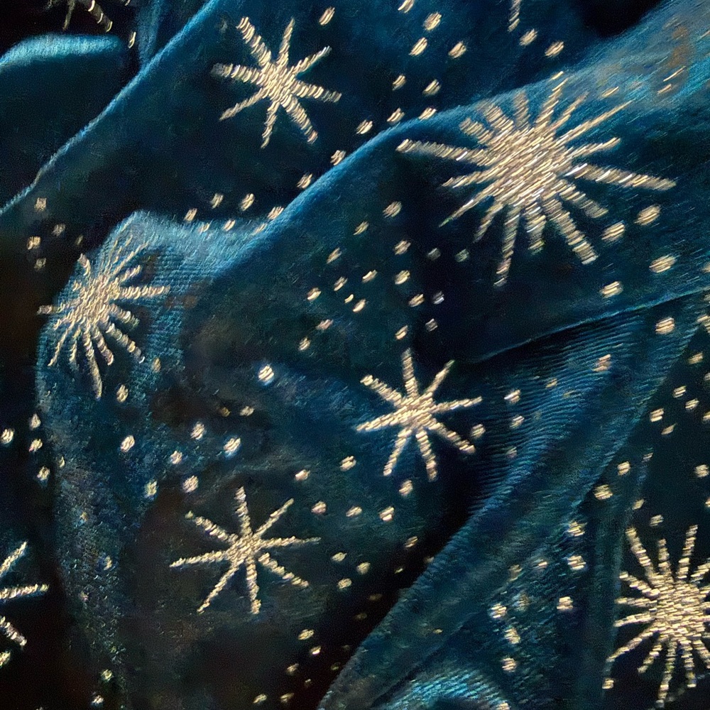 Cider Blue Velvet Starry Cowl Neck cropTop - Picture 5 of 5
